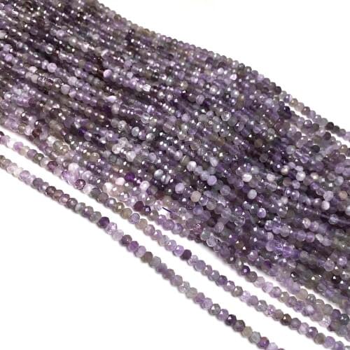 Natural Stone Faceted isolation bead Amethyst Round shape string Beads for Making Jewelry DIY elegant necklace accessories