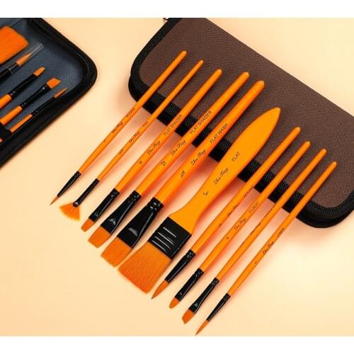 JIANWU 10 Pcs/Box Oil Painting Acrylic Watercolor Paint Set Wall Painting Hand-painted Brush Paint Brush Art Supplies