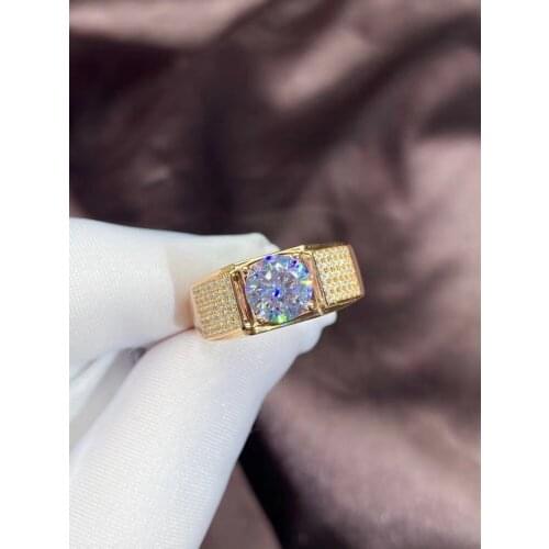 Passed Diamond Test D Color VVS1 Rose Gold Gypsophila Moissanite Diamond Ring Sterling Silver Plated PT950 Platinum Men Jewelry