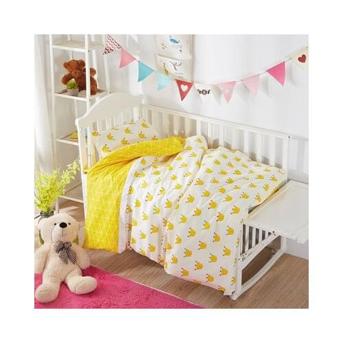 Crown Baby Bedding Set Cotton Soft Breathable Crib Kit Blanket Baby Sheet cuna colecho, Duvet/Sheet/Pillow, with filling