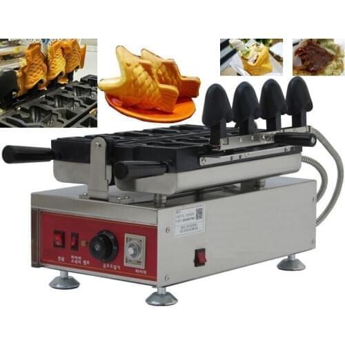 Korea Taiyaki Machine With Digital Thermostat, Open Mouth Fish Waffle Maker