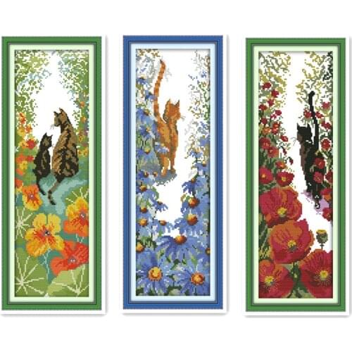 Joy Sunday Kittens Animal Stitch Kit, 11CT Handmade DIY Furniture Fabric Embroidery Ornament with Chinese Features