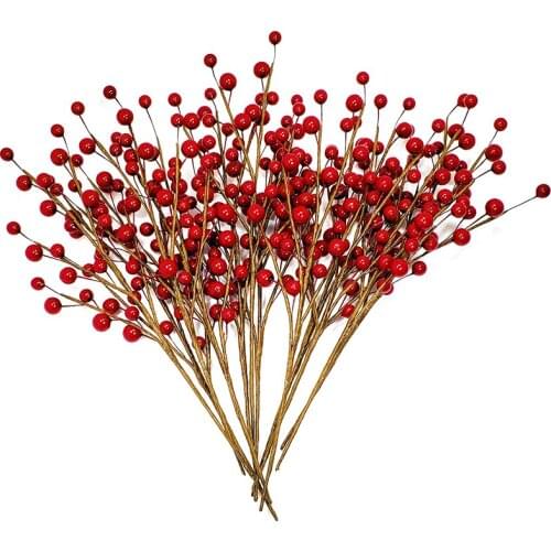 12 Pack Christmas Decorations Artificial Red Berries Stems Waterproof Artificial Berries Branches for Christmas Wreath Holiday H