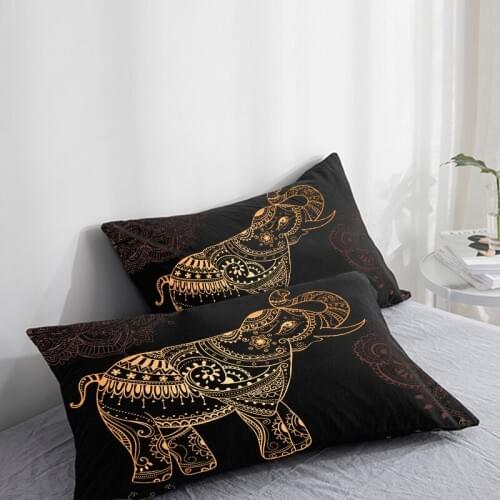 Custom Pillow Case Pillowcase 50x70 50x75 50x80 70x70 Decorative Pillow Cover Elephant on Black Bedding Drop Shipping