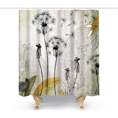 Final Friday Dandelion Fabric Shower Curtain Sets Decorations Bathroom Cream Black White