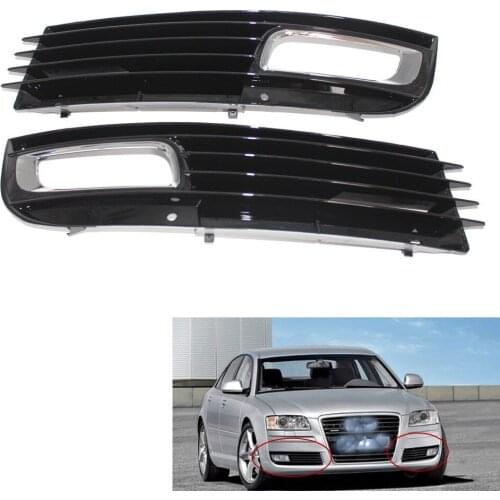 Pair of Lower Bumper Fog Light Lamp Grille for Audi A8 D3 08-10 ABS 4E0807681AN