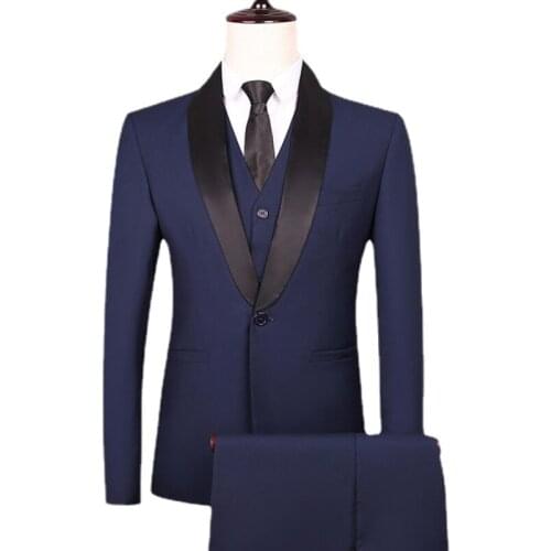 Jacket+Vest+Pants)Custom Made Suits For Men 3Pieces SolidColor Lapel Casual Marriage Groom Blazer Custom Tuxedo Men For Wedding