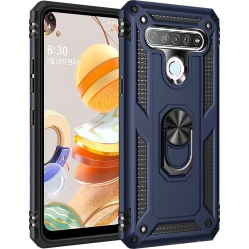 Shockproof Kickstand Phone Case For LG K51 Q51 K50S Ring Holder Camera Protection Silicone Armor Phone Case Cover For LG K40 Q60