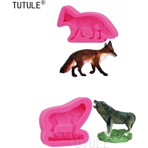 Foxes silicone rubber flexible food safe Mold,Cute fox Silicone Mold,Wolf Silicone Mold, Cake,Clay, Chocolate,Cookies Wolf Mold
