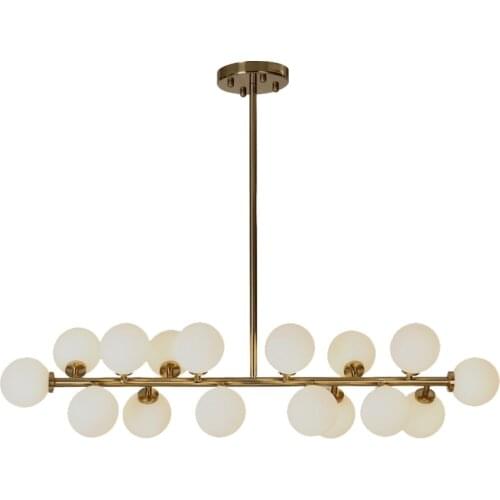 Nordic modern minimalist bean glass ball G4 chandelier lamp DIY home deco living room golden iron bar chandelier light fixture