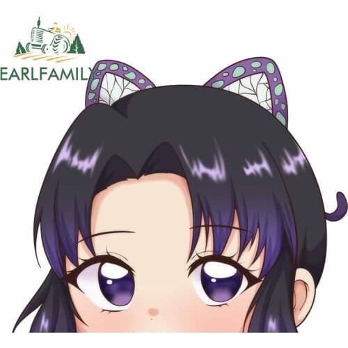 EARLFAMILY 13cm x 10.4cm for Shinobu Peeker Graffiti Sticker Fashion Waterproof 3D Fashion Windshield Car Decals Laptop