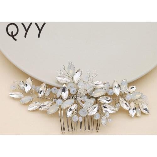 Bridal Wedding Hair Accessories Crystal Hair Combs Clips for Women Hair Jewelry Party Silver Color Bride Headpiece Bridesmaids