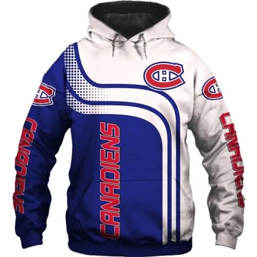 Montreal mens Fashion 3D Hoodie White Blue Geometric Stitching Letters CH Print Canadiens Cool Outdoor Sweatshirts