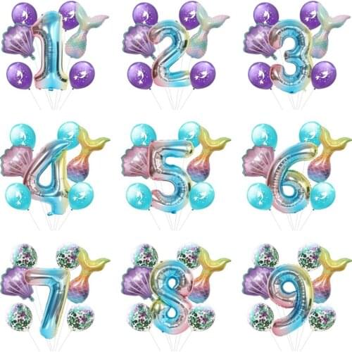 Birthday Decoration Mermaid Party Ballons Birthday Party Decorations Kids Number Balloon Little Mermaid Party Supplie Babyshower