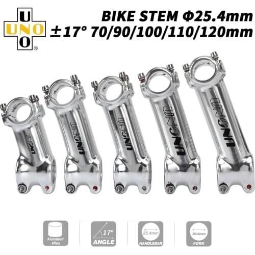 UNO 17 Stem MTB 25.4mm Road Bike Stem Riser Silver Ultralight Downhill Handlebar Extender 70-120mm Bicycle Power MTB Stem Bicycl