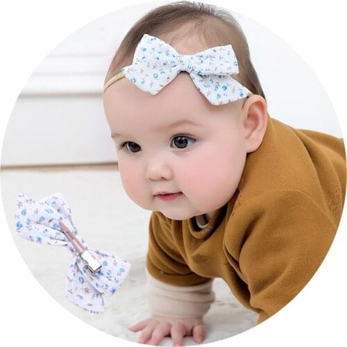 1PCS Print Floral Bow Knot Hairpins Headwear For Girls/Elastic Nylon Headband Knotted Hair Ornament Baby Girl Hair Accessories