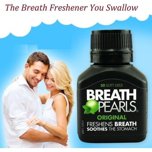 Australia Breath Pearls Original Freshens Breath 50 SOFTGELS Peppermint Parsley Flavour for Long Lasting Fresh Breath