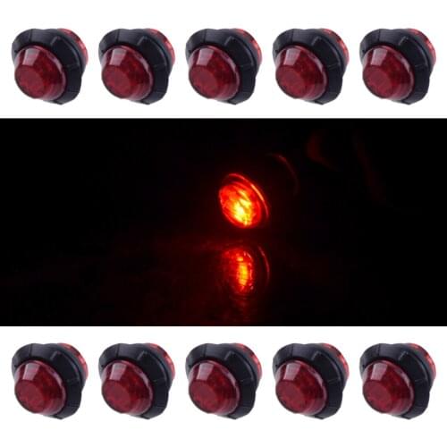 10Pcs/Set 12V Mini Sealed 3/4" Red LED Bullet Side Marker Light Clearance Lamp Fit for Truck Trailer Pickup Boat Caravan 0.5W