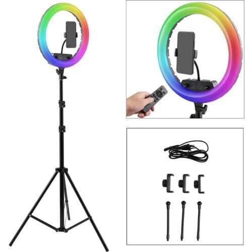 14/18Inch Photo Studio lighting LED RGB Light Photography Dimmable Large Ring Lamp With 200cm Tripod for Video,Makeup shooting