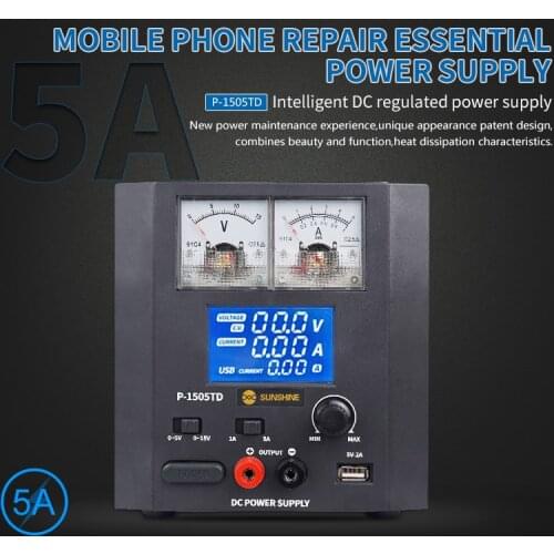 1505TD Intelligent DC Regulated Power Supply Phone Repair Voltage Regulator 15V 5A DC Power Supply With 5V 2A USB Charging Port