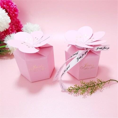 20pcs Petal Flower Chocolate Candy Dragee Cardboard Box Wedding Box Decoration Paper Gift Box Packaging Event Party Supplies