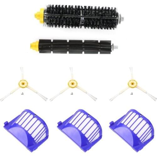 3pcs Corner Cleaning Robots Replacement Brush 3pcs Cleaner Filter One Rolling Brush Set For Roomba 620 630 650 660
