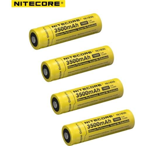 4pcs Nitecore NL1835 18650 3500mAh(new version of NL1834)3.6V 12.6Wh Rechargeable Li-on Battery high quality with protection