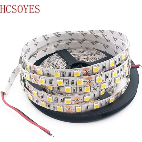5m/roll high quality DC12V 60led/m 5050 white/warm white/red/green/blue/yellow/RGB color optional white PCB LED Strip
