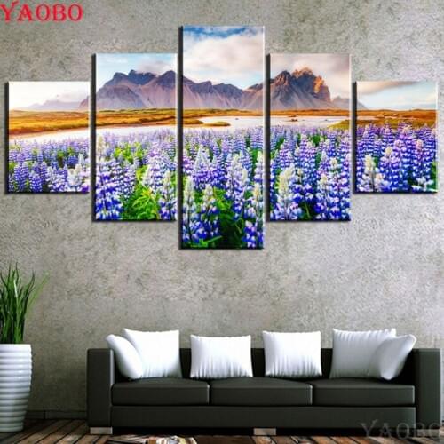5 pcs 5D DIY Diamond Painting Diamond Landscape hyacinth flowers Diamond Embroidery Full Display Rhinestones Pictures Mosaic