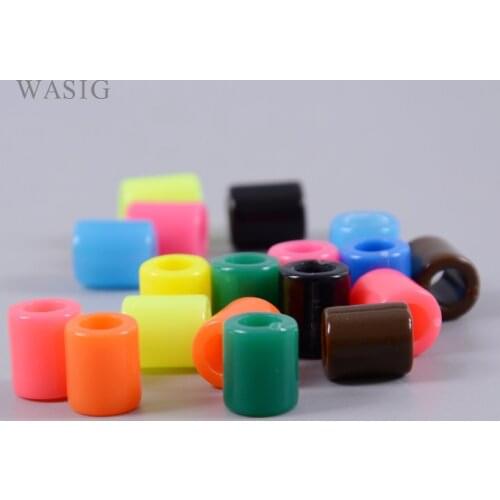 New 50pcs Mixed Rainbow Color Resin Dreadlock Beads Hair Braid Dread Bead Plastic 6mm Hole Braiding Tube Ring Hairstyle Tool