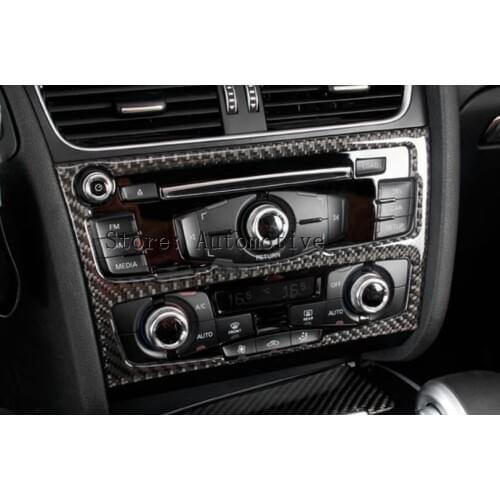 Carbon Fiber Car Centre Console Panel Cover Frame Decoration Car CD Panel 3D Sticker FIT For Audi A4 2009-2016 A5 Q5 Car-Styling
