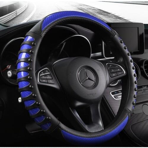 Car-styling Steering Wheel Cover Carbon Fiber Leather 37-38CM Cars Wheel Covers Anti Slip Breathable Universal Auto Accessories