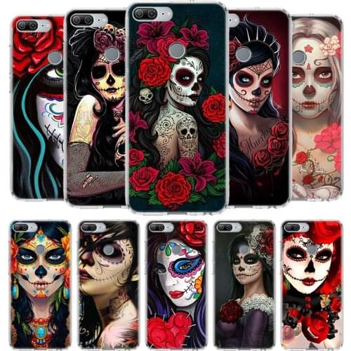 Catrina Beautiful Rose Girl Skull Cover Phone Case for Huawei Y9 Y5 Y6 Y7 2019 Honor 9 10 Lite 9X 8X 8A 8S 7X 7A 20 Pro 10i V20