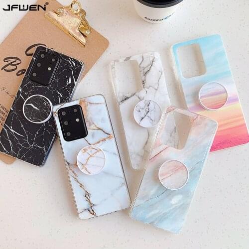 Marmer Phone Holder Case Voor Samsung Galaxy S20 Ultra S10 S9 S8 Note 10 Plus A51 A71 A50 A30 A20 a10 S10E A70 A90 Case Cover