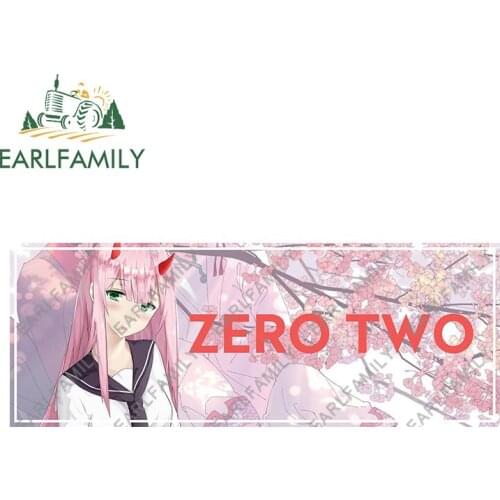 EARLFAMILY 13cm x 4.9cm for DARLING in the FRANXX Zero Two Car Stickers Motorcycle Decal Graffiti Waterproof Campervan Sticker