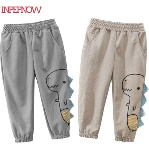 INPEPNOW 2020 Summer Anti-mosquito Boys Pants for Girls Trousers Dinosaur Sports Pants for Children Sweatpants Clothes CK004
