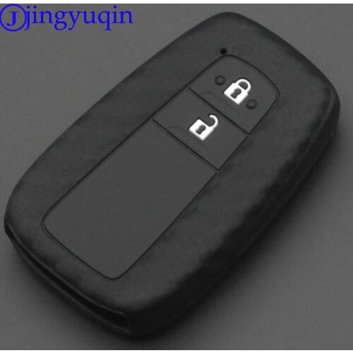 Jingyuqin 10P 2 Buttons Carbon Fiber Patten Silicone Car Key For Toyota Camry 2017 2018 CHR Prius Corolla RAV4 Case Cover