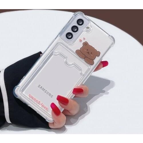 Card card is suitable for Samsung s21 ultra s20FE note10 mobile phone case transparent note20ultra S21 Ultra mobile phone bag