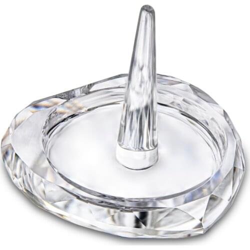 H&D Heart Shaped Clear Crystal Ring Holder for Jewelry Necklace Ring Earrings Organizer Decoration Collectible Gift for Mothers