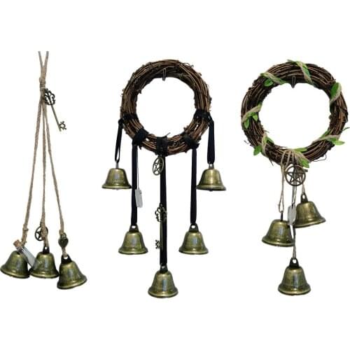 Rattan Ring Wind Chimes Outdoor Yard Garden Bell Wind Chimes Hanging Ornaments Kids Room Home Hanging Decoration Supplies