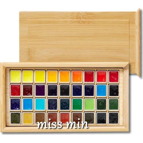 USA Original M.Gaham Artist Watercolor Paint 1ml 2ml Half Pans 36 Color Wooden Box Acuarelas Aquarelle Art Supplies