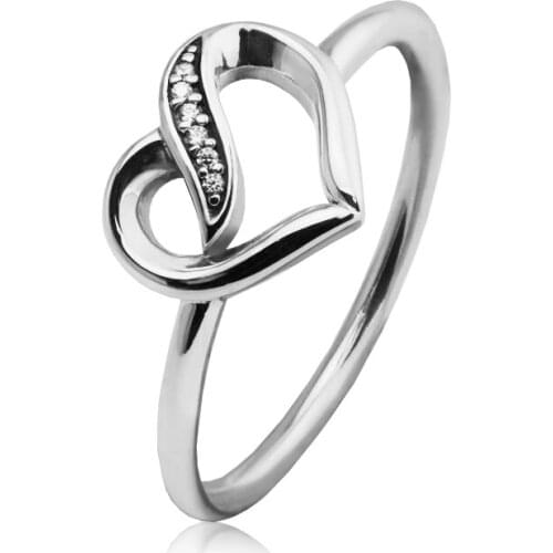 Ribbons of Love Silver Rings with Clear CZ 100% 925 Authentic Sterling Silver Fine Jewelry Free Shipping 13FLR107