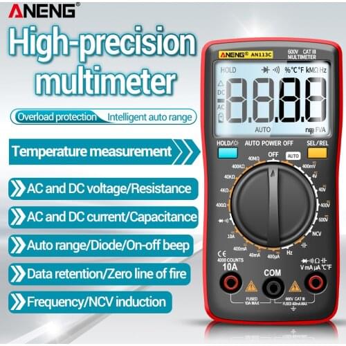 ANENG AN113C Digital Professional Multimeter 4000 Counts EletricAuto AC/DC Votage tester Current Ohm Ammeter Detector Tool