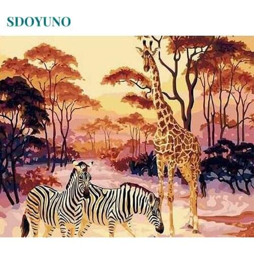 SDOYUNO Paint By Numbers Animals 60x75cm Oil Painting By Numbers On Canvas Scenery Frameless DIY Handpaint Wall Art Home Decor
