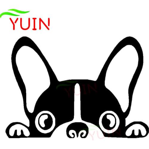 Boston Terrier Dog Car Sticker Cute Funny Peep Animal Auto Tail Applique Fashion Decoration Accessories PVC Waterproof Decal