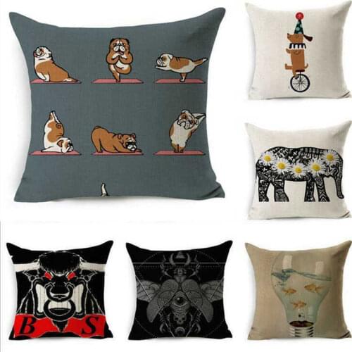 Cotton Linen Cover Cartoon Case Pillow Creative Cushion Decor Home Throw