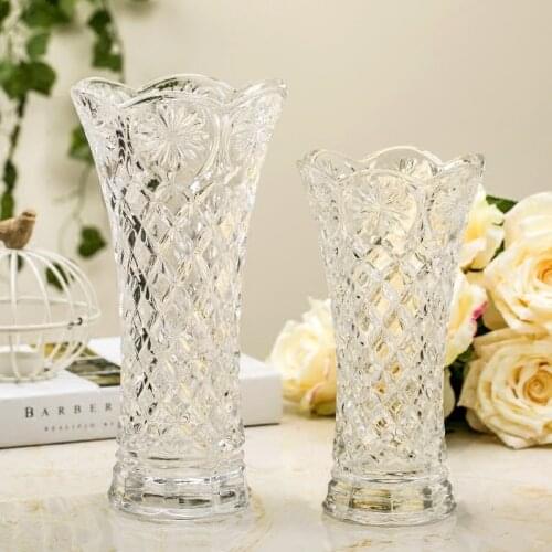 2016 New Fashion Crystal Transparent Glass Vase For Luckybamboo Hydroponics Flower Vase For Wedding Decoration 30cm 25cm