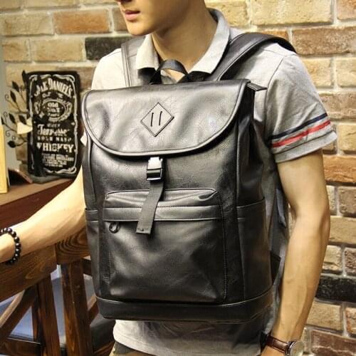 New Fashion Brand Preppy Style Pu Leather School Backpack College Simple Design Men Casual Daypacks Mochila Male Ipad Laptop Bag