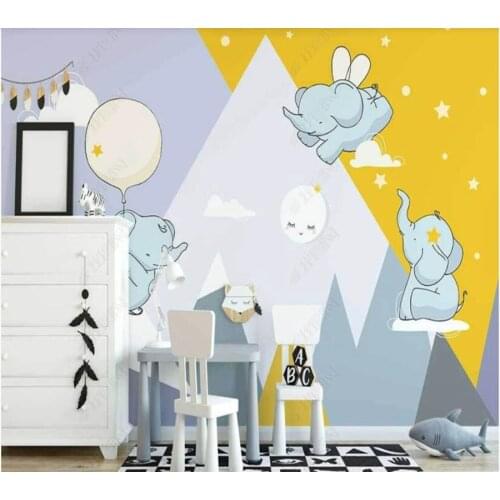 Custom papel parede abstract valley cartoon baby elephant childrens room for living room bedroom decoration wallpaper