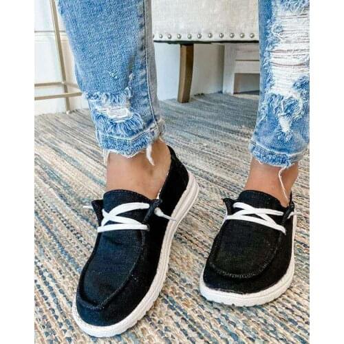 Canvas Shoes Women Lace Up Sneakers 2021 Summer Ladies Loafers Soft Breathable Casual Shoes Solid Female Flat Shoes Plus Size